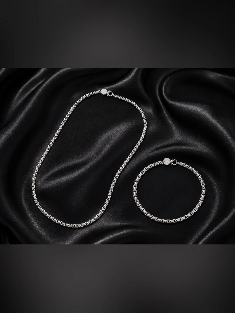 Italian Luxury Boutique 925 Sterling Silver Chain Bracelet Set 2 Pc NWOT